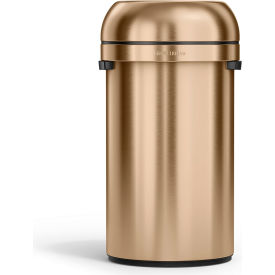 Stainless Steel Round Flat Open Decorative Trash Can, 16 Gallon, Champagne view 2