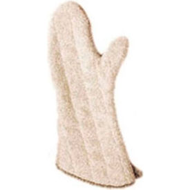 San Jamar 817TMSB Oven Mitt, 17", W/Steam Barrier, Protects To 500° Tan image.