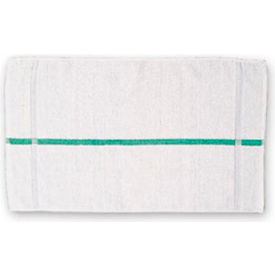 JOHN RITZENHALER CO HTI15GS Chef Revival HTI15GS - Bar Towel, 15" x 25, Oversized, Extra Long, White W/Green Stripe - Pack of 12 image.