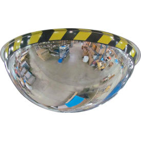 Se-Kure Domes & Mirrors ONV-360-18-SB Se-Kure® Full Dome Acrylic Mirror W/Warning Border, Indoor, 18" Dia., 360° Viewing Angle image.