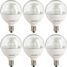 Sunshine Lighting 40294-SU Sunlite® LED G16.5 Bulb, 120V, 5W, 350 Lumens, Candelabra Screw Base, White, 1 lb. Wt., Pk of 6 image.