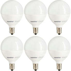Sunshine Lighting 40306-SU Sunlite® LED G16.5 Bulb, 120V, 7W, 500 Lumens, Candelabra Screw Base, Warm White, Pack of 6 image.