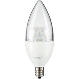 Sunshine Lighting 80769-SU Sunlite® LED B11 Bulb, Clear Torpedo Tip, 120V, 4.5W, Candelabra Screw Base, 3000K, Warm White image.