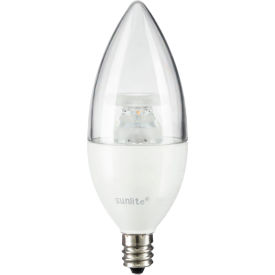 Sunshine Lighting 80782-SU Sunlite® LED B11 Bulb, Clear Torpedo Tip, 120V, 7W, Candelabra Screw Base, 3000K, Warm White image.