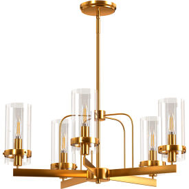 Ambiate Sara Chandelier Light Fixture 5 Candelabra E12 Base Sockets 60W 120V Gold