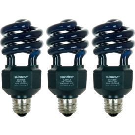 Sunlite® Compact Fluorescent Spiral Light Bulb E26 Base 20W Black/Blue Pack of 3