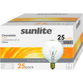 Sunlite® Incandescent Bulb with E12 Candelabra Base 25W 120V White Pack of 12