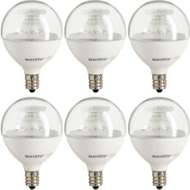 Sunlite® LED G16.5 Clear Globe Light Bulb E12 Base 7W 500 Lumens 27K Warm White Pack of 6