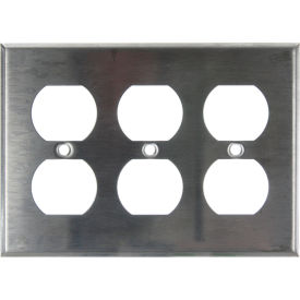 Sunlite® Duplex Receptacle Plate 3-Gang Silver Pack of 12
