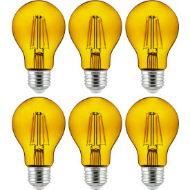 Sunlite® LED A19 Colored Filament Light Bulb E26 Base 4.5W 420 Lumens Yellow Pack of 6