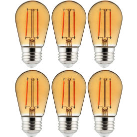 Sunlite® LED S14 Colored String Filament Light Bulb E26 Base 2W Transparent Amber Pack of 6