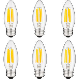 Sunlite® LED B11 Chandelier Light Bulb E26 Base 5.5W 600 Lumens 27K Warm White Pack of 6