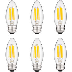 Sunlite® LED B11 Chandelier Light Bulb E26 Base 5.5W 600 Lumens 50K Super White Pack of 6