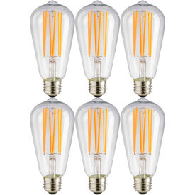 Sunlite® LED ST19 Edison Light Bulb E26 Base 6W 600 Lumens 2200K Warm White Pack of 6