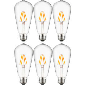 Sunlite® LED ST19 Edison Light Bulb E26 Base 4.5W 400 Lumens 2700K Warm White Pack of 6