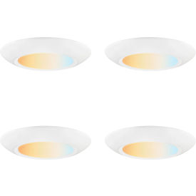 Sunlite® Round Flush Mount Ceiling Light Fixture 15W 1050 Lumens 7-3/8"" Dia. White Pk of 4