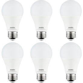 Sunlite® LED A19 Light Bulb E26 Base 9W 810 Lumens 3000K Warm White Pack of 6