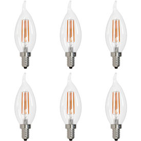 Sunlite® LED CA11 Chandelier Light Bulb E12 Base 5.5W 600 Lumens 30K Warm White Pack of 6