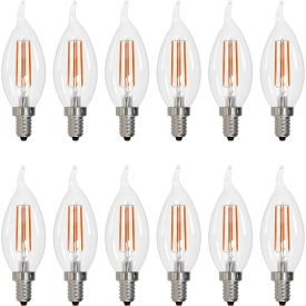 Sunlite® LED CA11 Chandelier Light Bulb E12 Base 5.5W 600 Lumens 30K Warm White Pk of 12