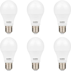 Sunlite® LED A19 Light Bulb E26 Base 9W 800 Lumens 5000K Super White Pack of 6