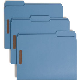 Smead® Folders Two Fasteners 1/3 Cut Assorted Top Tab Letter Blue 50/Box