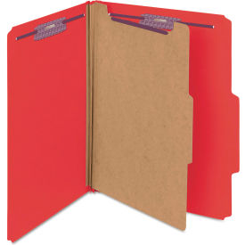 Smead® Pressboard Classification Folders Letter Four-Section Bright Red 10/Box