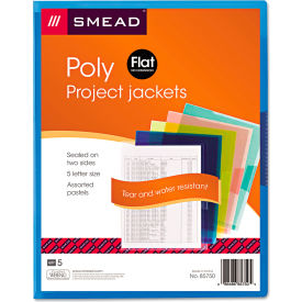 Smead® Project Jackets Letter Poly Clear/Translucent Blue/Green/Yellow/Red 5/Pack