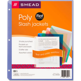 Smead® Slash Pocket Jackets Letter Poly Blue/Clear/Green/Red/Yellow 5/Pack