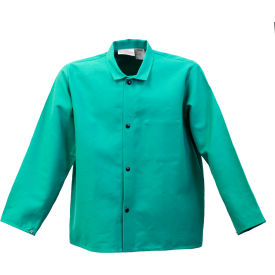 Stanco 9oz 30" Flame Resistant Cotton Welding Jacket with Collar S Green 