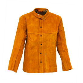 Gold Band 30" Leather Welding Jacket with Collar, L, Gold view 2
