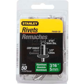 Stanley Tools PAA68-5B Stanley PAA68-5B Aluminum Rivets 3/16" x 1/2", 50 Pack image.