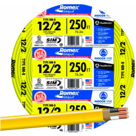 Southwire Company 28828255 Southwire 28828255 Romex SIMpull ® Cable with Ground, Yellow, 12/2 Awg, 250 ft image.