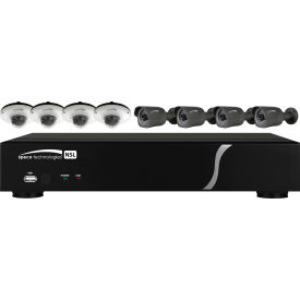 Component Specialties, Inc ZIPL8BD2 Speco ZIPL8BD2 8-Channel Plug & Play NVR and IP Kit, 4 Dome & 4 Bullet Cameras, 2TB image.
