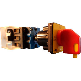Springer Controls Co. Inc ML1-025-DR2 Springer Controls/MERZ ML1-025-DR2,25A,3-Pole,Disconnect Switch,Red/Yel,Din-Mount,Coupling,Lockout image.