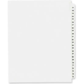 Avery-Dennison 1332 Avery Side Tab Legal Exhibit Index Divider, 51 to 75, 8.5"x11", 1 Tab/25 Sets, White/White image.
