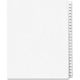 Avery-Dennison 1334 Avery Legal Exhibit Reference Divider, 101 to 125, 8.5"x11", 1 Tab/25 Sets, White/White image.