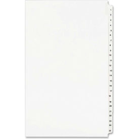 Avery-Dennison 1430 Avery Side Tab Index Divider Set, 1 to 25, 8.5"x14", 25 Tabs, White/White image.