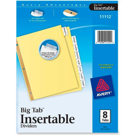 Avery-Dennison 11112 Avery WorkSaver Big Tab Insertable Divider, Blank, 8.5"x11", 8 Tabs, Clear image.