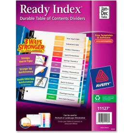 Avery-Dennison 11127 Avery Ready Index T.O.C. Reference Divider, Jan to Dec, 8.5"x11", 12 Tabs, White/Multi image.