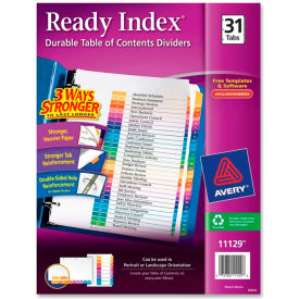 Avery-Dennison 11129 Avery Ready Index T.O.C. Reference Divider, 1 to 31, 8.5"x11", 31 Tabs, White/Multi image.