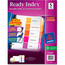 Avery-Dennison 11131 Avery Ready Index T.O.C. Reference Divider, 1 to 5, 8.5"x11", 5 Tabs, White/Multi image.