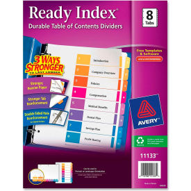 Avery-Dennison 11133 Avery Ready Index T.O.C. Reference Divider, 1 to 8, 8.5"x11", 8 Tabs, White/Multi image.