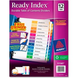 Avery-Dennison 11141 Avery Ready Index T.O.C. Reference Divider, 1 to 12, 8.5"x11", 12 Tabs, White/Multi image.