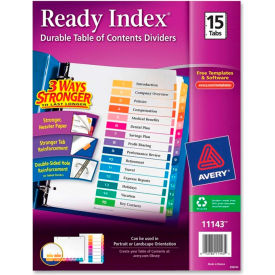 Avery-Dennison 11143 Avery Ready Index T.O.C. Reference Divider, 1 to 15, 8.5"x11", 15 Tabs, White/Multi image.