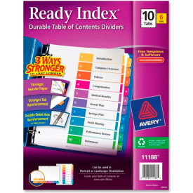 Avery-Dennison 11188 Avery Ready Index T.O.C. Reference Divider, 1 to 10, 8.5"x11", 10 Tabs, 6 Sets, White/Multi image.