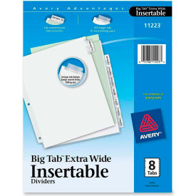 Avery-Dennison 11223 Avery WorkSaver Extra Wide Big Tab Divider, Blank, 9"x11", 8 Tabs, White/Clear image.