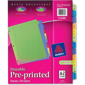 Avery-Dennison 11330 Avery Preprinted Plastic Divider, Printed A to Z, 8.5"x11", 12 Tabs, Yellow/Assorted image.