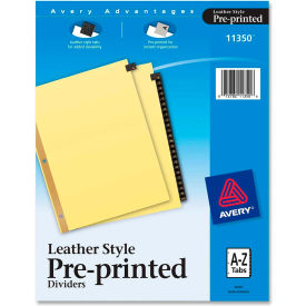 Avery-Dennison 11350 Avery A to Z Gold Line Black Leather Tab Divider, Printed A to Z, 8.5"x11", 25 Tabs, Buff/Black image.