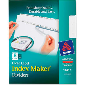 Avery-Dennison 11417 Avery Index Maker Clear Label Divider with Tabs, Blank, 8.5"x11", 8 Tabs, White/White image.