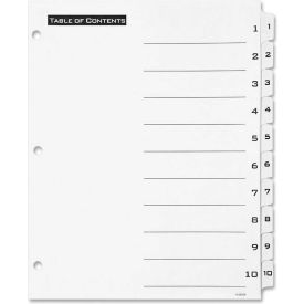 Avery-Dennison 11670 Avery T.O.C. Tab Divider, Printed 1 to 10, 8.5"x11", 10 Tabs, White/White image.